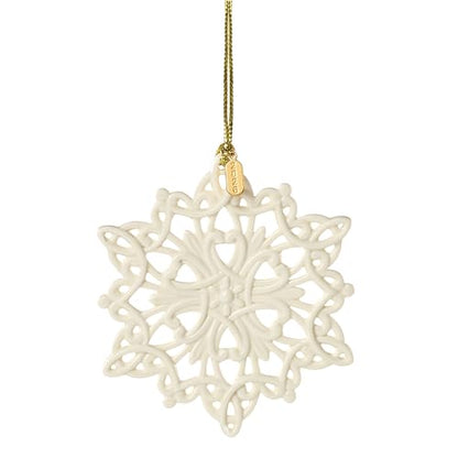 Lenox Snow Fantasies Snowflake Ornament - 2026 Gold Charm, Porcelain Holiday Decor - Variation of Snowflake