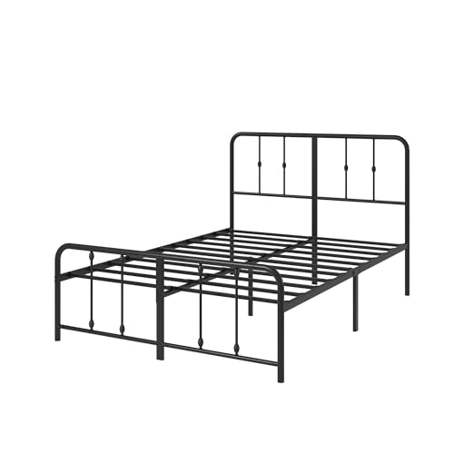 Zinus Leonardo Metal Platform Bed Frame, Victorian Spindle Style Headboard and Footboard, Heavy Duty Bed Base, Ample Underbed Space, Queen