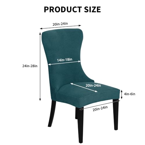 Velvet Wingback Chair Cover Slipcover - Dark Gray 2-Piece Set, Washable & Stretchable