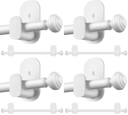 White No Drilling Curtain Rods 32-86 Inches Pack of 4 - Renter Friendly