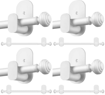 White No Drilling Curtain Rods 32-86 Inches Pack of 4 - Renter Friendly