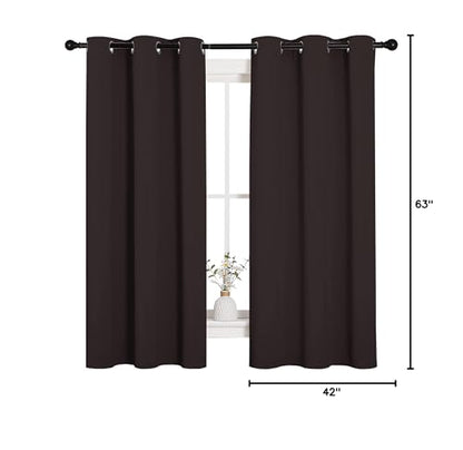 NICETOWN Triple Weave Microfiber Energy Saving Thermal Insulated Solid Grommet Blackout Curtains for Bedroom (2 Panels, 42 inches by 63 Inch, Toffee Brown)