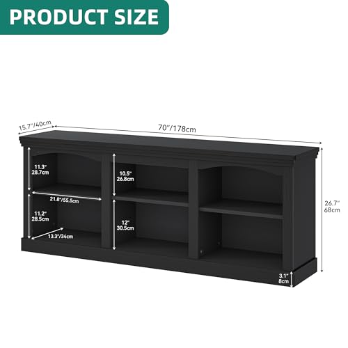 Farmhouse TV Stand for 75/80 Inch TVs - Black Oak, 70"