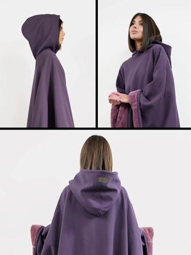 Weighted Hoodie with Kangaroo Pocket & Faux Fur Lining - Arcane Dark Purple, 5'7 to 6'1
