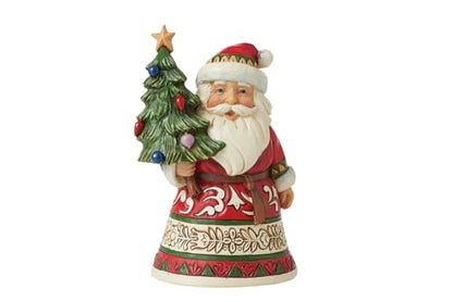 Santa Holding Tree Miniature Figurine - Holiday Home Decor, 3.66 Inch