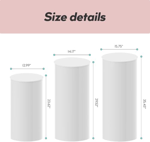 Round Pedestal Stands 3Pcs Metal Display Plinths for Weddings and Parties