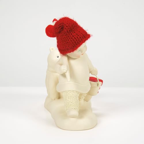 Christmas Snowbaby Figurine with Teddy Bear and Heart - Holiday Decor