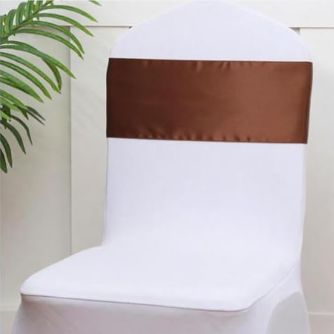 50 Pack Brown Satin Chair Sashes - Wedding Party Baby Shower Decor, Brown Chairs Bows Ties