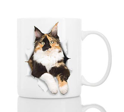 11oz Calico Cat Coffee Mug - Funny Ceramic Cat Lover Gift - Novelty Present