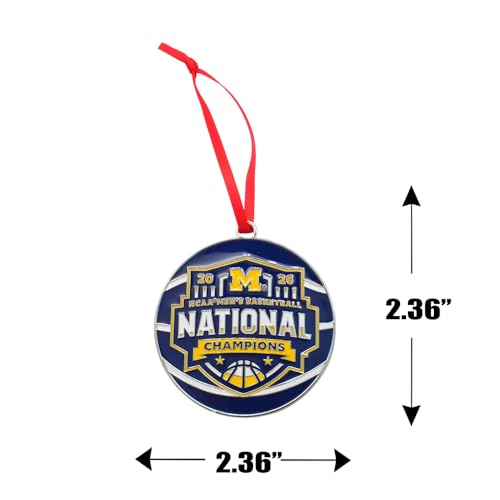 Michigan Wolverines 2026 Basketball Championship Metal Christmas Ornament - Basketball Variation
