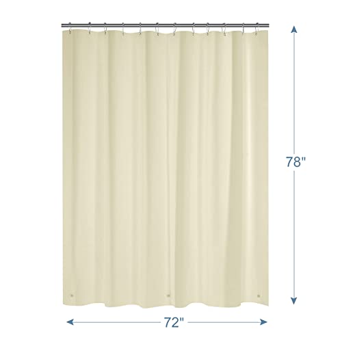AmazerBath Shower Curtain Liner, 72x78 Beige, Cute Plastic PEVA Cream, Lightweight Waterproof With Magnets and 12 Grommet Holes for Bathroom