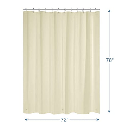 AmazerBath Shower Curtain Liner, 72x78 Beige, Cute Plastic PEVA Cream, Lightweight Waterproof With Magnets and 12 Grommet Holes for Bathroom