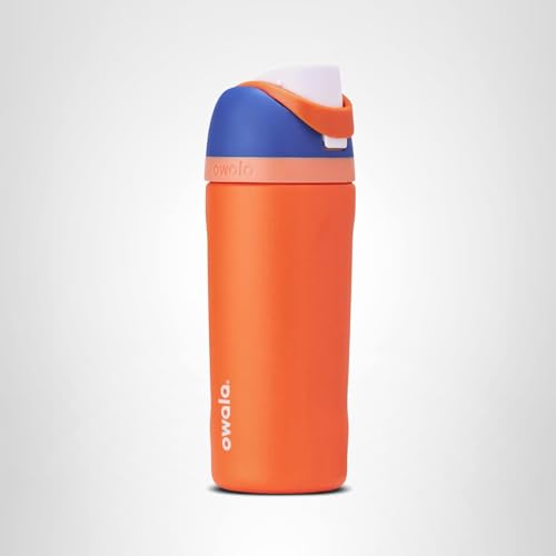 Owala Kids FreeSip Insulated Stainless Steel Water Bottle with Straw for Sports, Travel, and School BPA-Free Sports Water Bottle, 16 oz, Blue Citrus