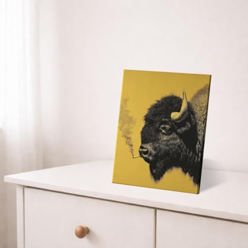 Variation of THIS listing J-1: Whimsical Bison Wall Art 8x10 Framed Canvas Print