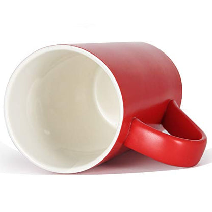 20 oz Large Coffee Mug Set with Handle - Red, Tall Ceramic Cups for Dad Men, Set of 2