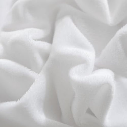 36-Inch White Plush Dorm Desk Skirt with Elastic Fit - Modern Desk Cover
