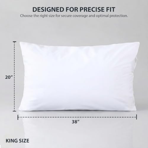 King Size Waterproof Pillow Protectors Pack of 4 20x38 Inches - Fully Sealed Bed Pillow Covers