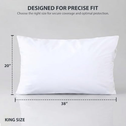 King Size Waterproof Pillow Protectors Pack of 4 20x38 Inches - Fully Sealed Bed Pillow Covers