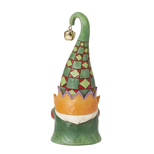 Gnome Elf Holding Candy Cane Christmas Figurine - Hand-Painted Resin Decor