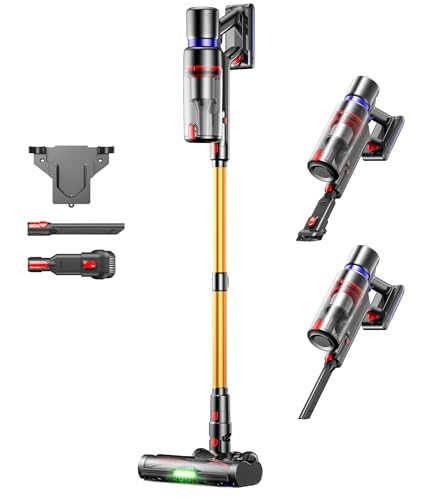 Cordless Vacuum Cleaner 600W 50KPA 70Min Runtime Self-Standing Stick Pet Hair Carpet Hard Floor