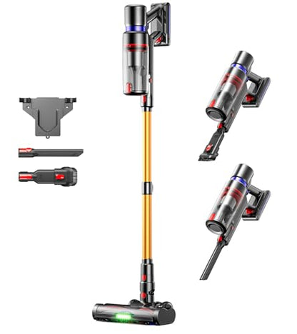 Cordless Vacuum Cleaner 600W 50KPA 70Min Runtime Self-Standing Stick Pet Hair Carpet Hard Floor
