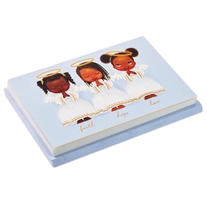 Mahogany Christmas Cards Set of 16 with Angels - Black Holiday Greeting Cards