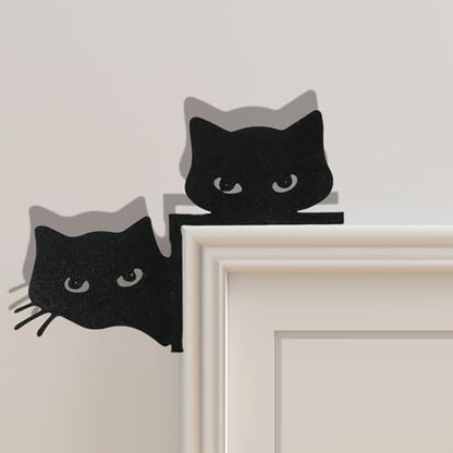 Two Cats Metal Halloween Christmas Door Topper - Cat Wall Decor, 8 Inch