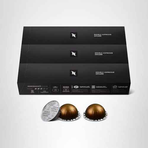 Nespresso Capsules Vertuo, Double Espresso Chiaro, Medium Roast Espresso Coffee, 30-Count Coffee Pods, Brews 2.7oz.