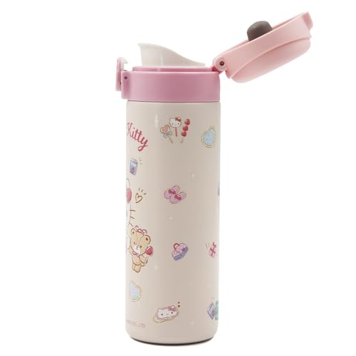 Kids Stainless Steel Vacuum Insulated Water Bottle Cartoon Stainless Steel Reusable Tumbler with Lid for School Girls Boys,Pink 14 OZ