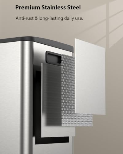Silver Dual Trash and Recycling Bins for Kitchen 13+8 Gallon - Large Capacity
