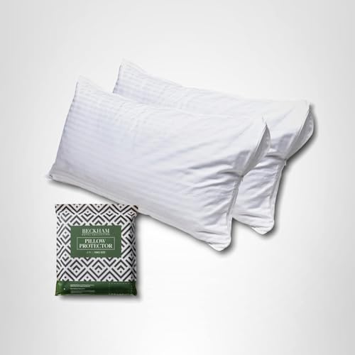 Beckham Hotel Collection King Size Pillow Protector 2 Pack with Zipper, Soft and Breathable Cotton Pillow Protector Covers