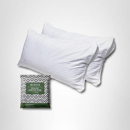 Beckham Hotel Collection King Size Pillow Protector 2 Pack with Zipper, Soft and Breathable Cotton Pillow Protector Covers