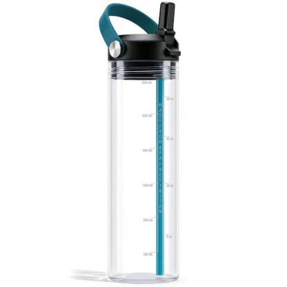 Kids Water Bottle with Straw 20oz - Durable Tritan, Dishwasher Safe, Clear & Black