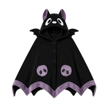 Women's Halloween Bat Blanket Hoodie - Cute Wearable Bat Cape for Adults