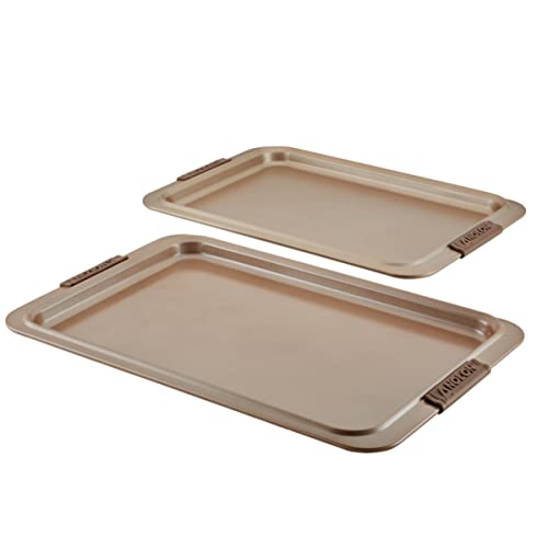 Anolon Advanced Nonstick Bakeware Cookie Pan Baking Sheets with Silicone Grips, 11" x 17" - Set, Bronze