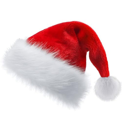 Red Velvet Santa Hat with Thick Fur - Christmas & New Year Party Accessory - Variation of Click to Telect
