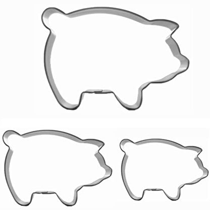 Mini Pig Shaped Cookie Cutters Set - Stainless Steel Baking Mold 3 Pcs