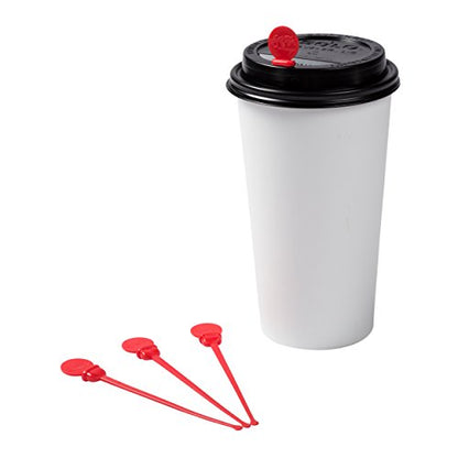 StixToGo Beverage Plugs - Leak Prevention Coffee Accessory for Hot Drinks, Disposable Coffee Stoppers, Fits Standard Lids - Red, 4.75", Pack of 200