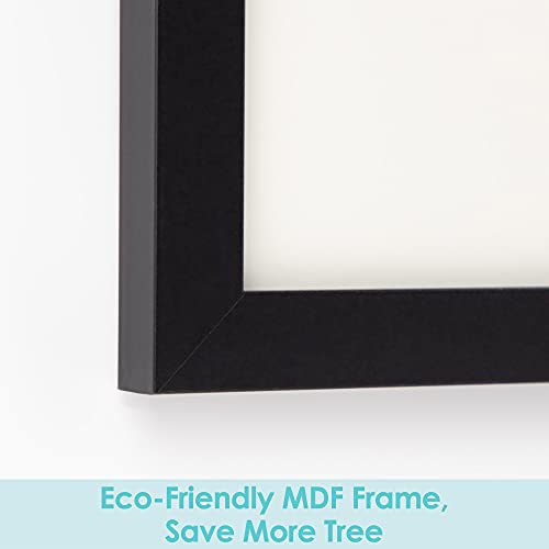 Frametory, 11x14 Frames Display 8x10 Picture with Mat or 11x14 Photo Without Mat, Shatter-Resistant Glass, Pre-Installed Wall Mounting Hardware - Black