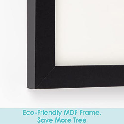 Frametory, 11x14 Frames Display 8x10 Picture with Mat or 11x14 Photo Without Mat, Shatter-Resistant Glass, Pre-Installed Wall Mounting Hardware - Black