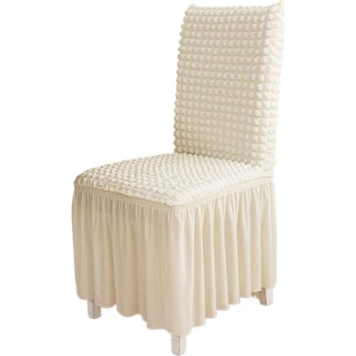 Stretchable Chair Cover with Skirt - Beige, 1PCS, Dorm & Office Decor