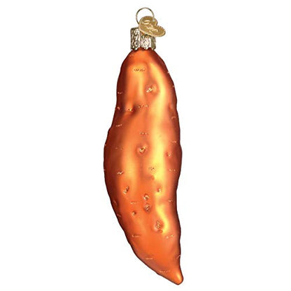 Sweet Potato Glass Christmas Ornament - Handcrafted Holiday Decoration 1.5 x 1.5 x 5 Inches