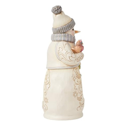 Woodland Snowman Figurine with Birdhouse Light-Up Decor - 11 Inch