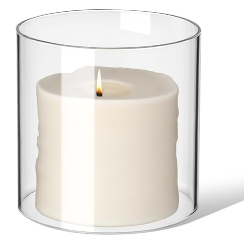 Clear Glass Hurricane Candle Holder Sleeve 4x4 Inch - Decorative Windproof Cover