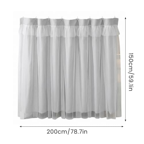 Gray Blackout Bunk Bed Curtains with Lace Trim for Privacy & Dorm Room