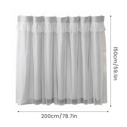 Gray Blackout Bunk Bed Curtains with Lace Trim for Privacy & Dorm Room