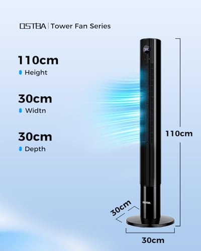 43-Inch Tower Fan with Remote, 85° Oscillation, 12H Timer for Bedroom