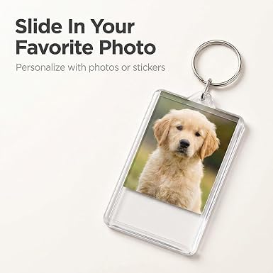 3Pcs Clear Plastic Photo Frame Keychains Rectangle Shape Blank Photo Holders