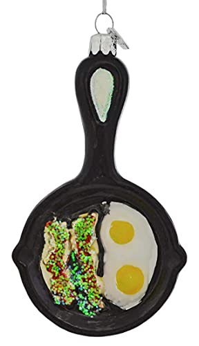 Glass Frying Pan Ornament - 5-Inch Kitchen Decor Holiday Collectible