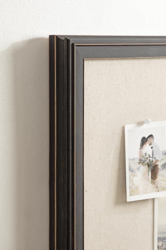 Black Linen Fabric Pinboard 15x24 Inch Wall Bulletin Board with Stepped Frame